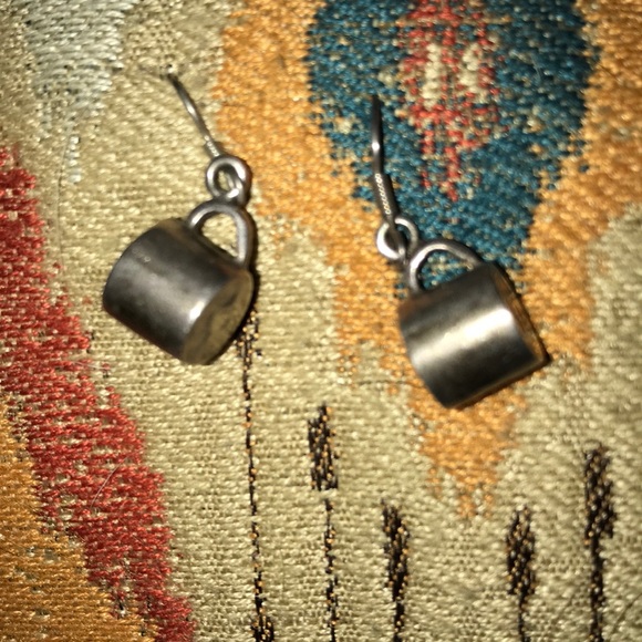 Jewelry - Sterling Silver Coffee Cup Mocha Earrings Vintage